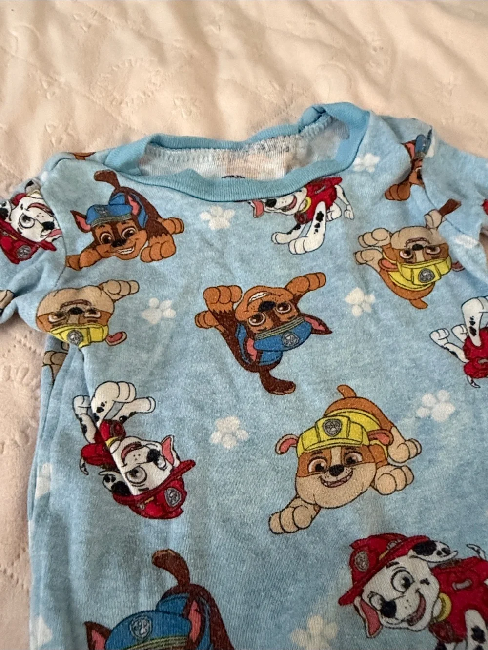 Paw Patrol Light Blue Short Sleeve Pajama Set with Character Print